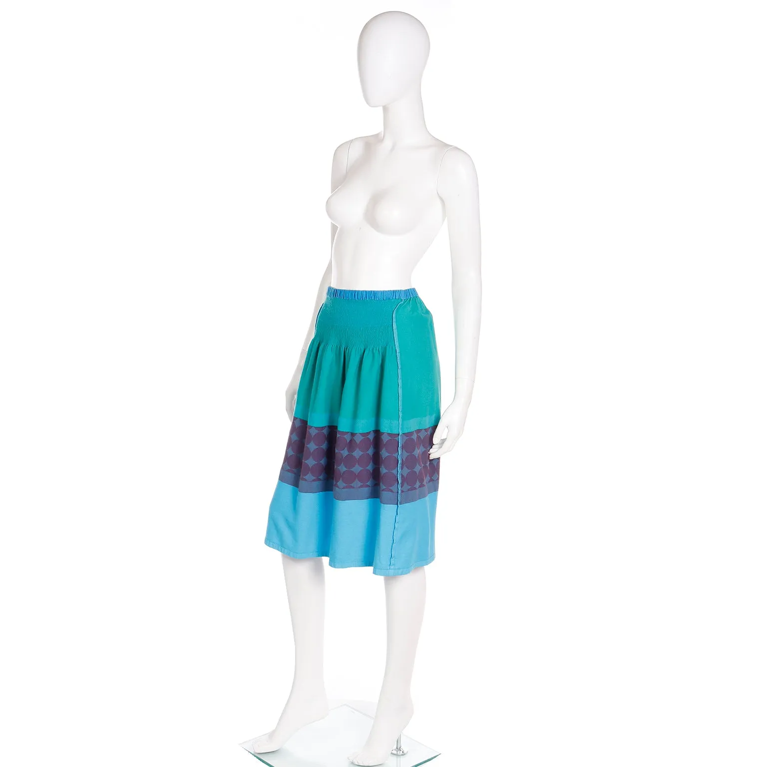 1990s A-Poc Issey Miyake Blue Green & Purple Vintage Cotton Skirt