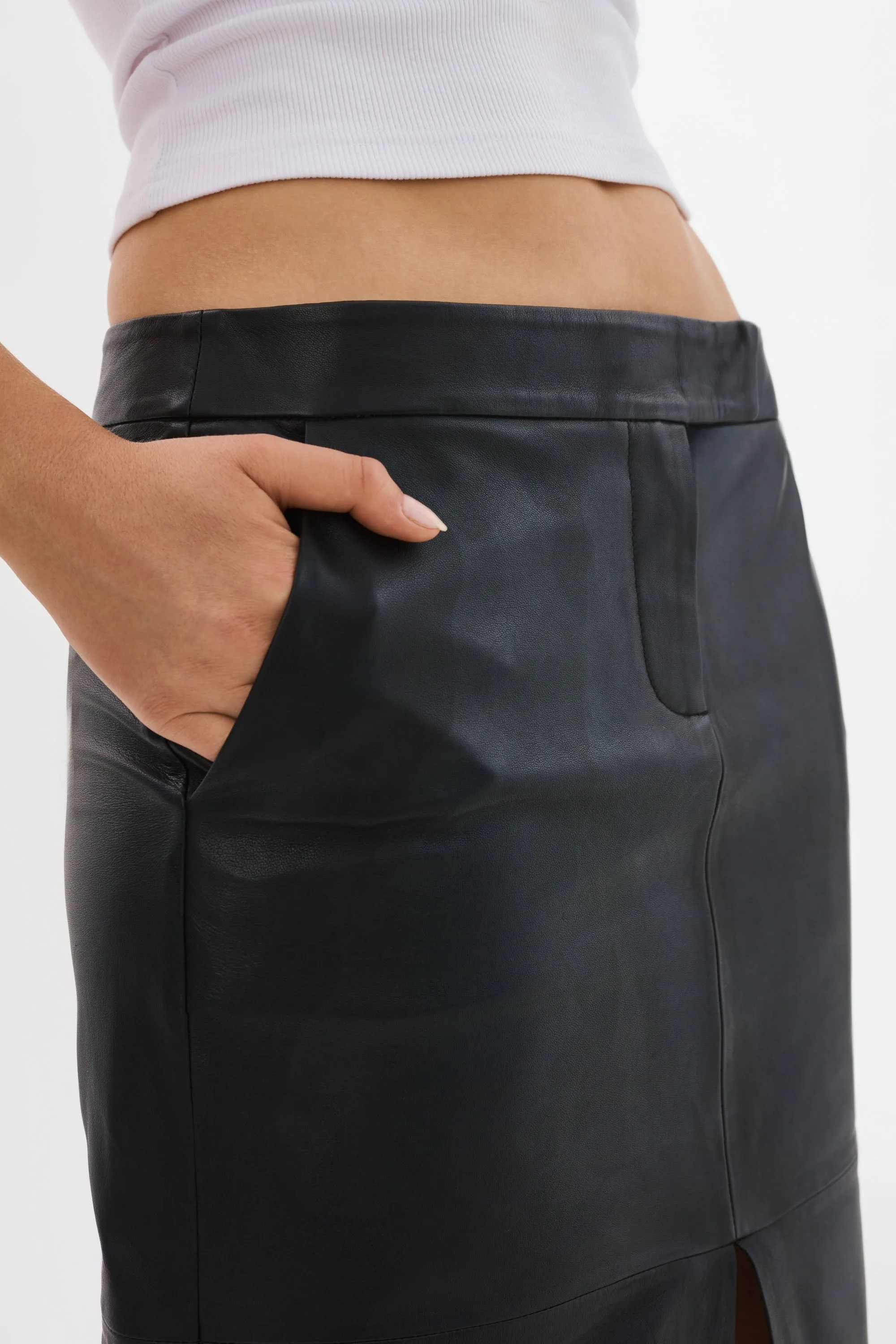 ABIA | Low Waist Leather Maxi Skirt