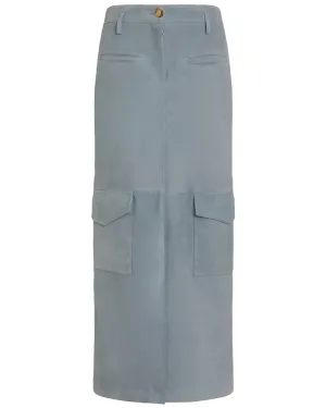 Airy Blue Suede Adige Cargo Skirt