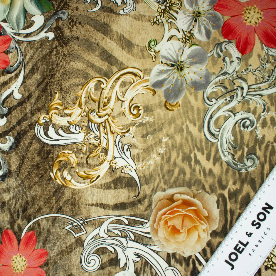 Animal & Floral Printed Silk Satin Backed Crêpe (A 2.25m)