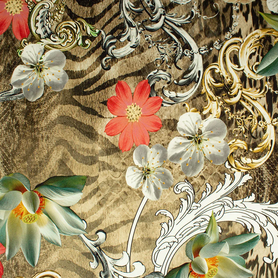 Animal & Floral Printed Silk Satin Backed Crêpe (A 2.25m)