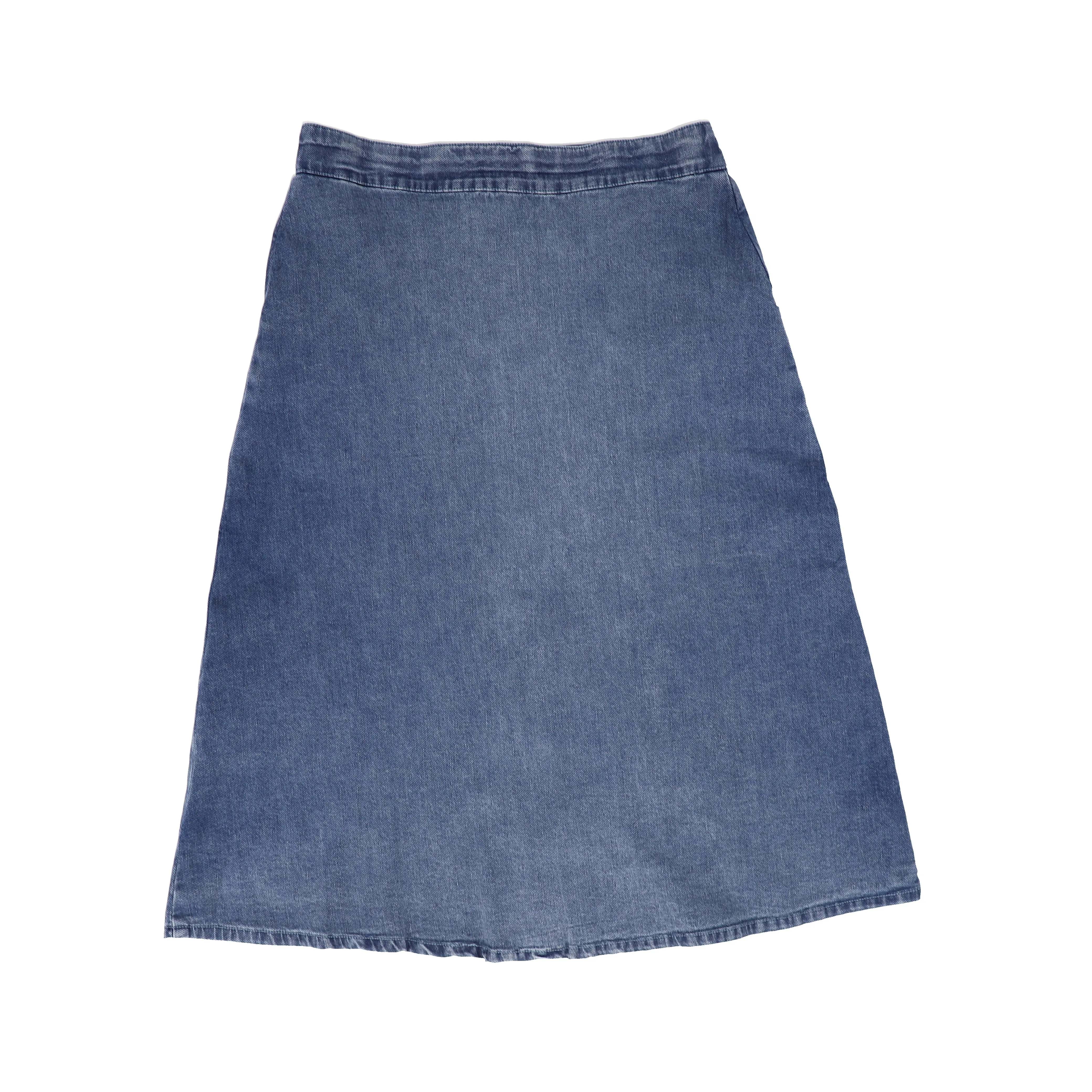 BAMBOO DARK DENIM BUTTON DOWN SKIRT [FINAL SALE]