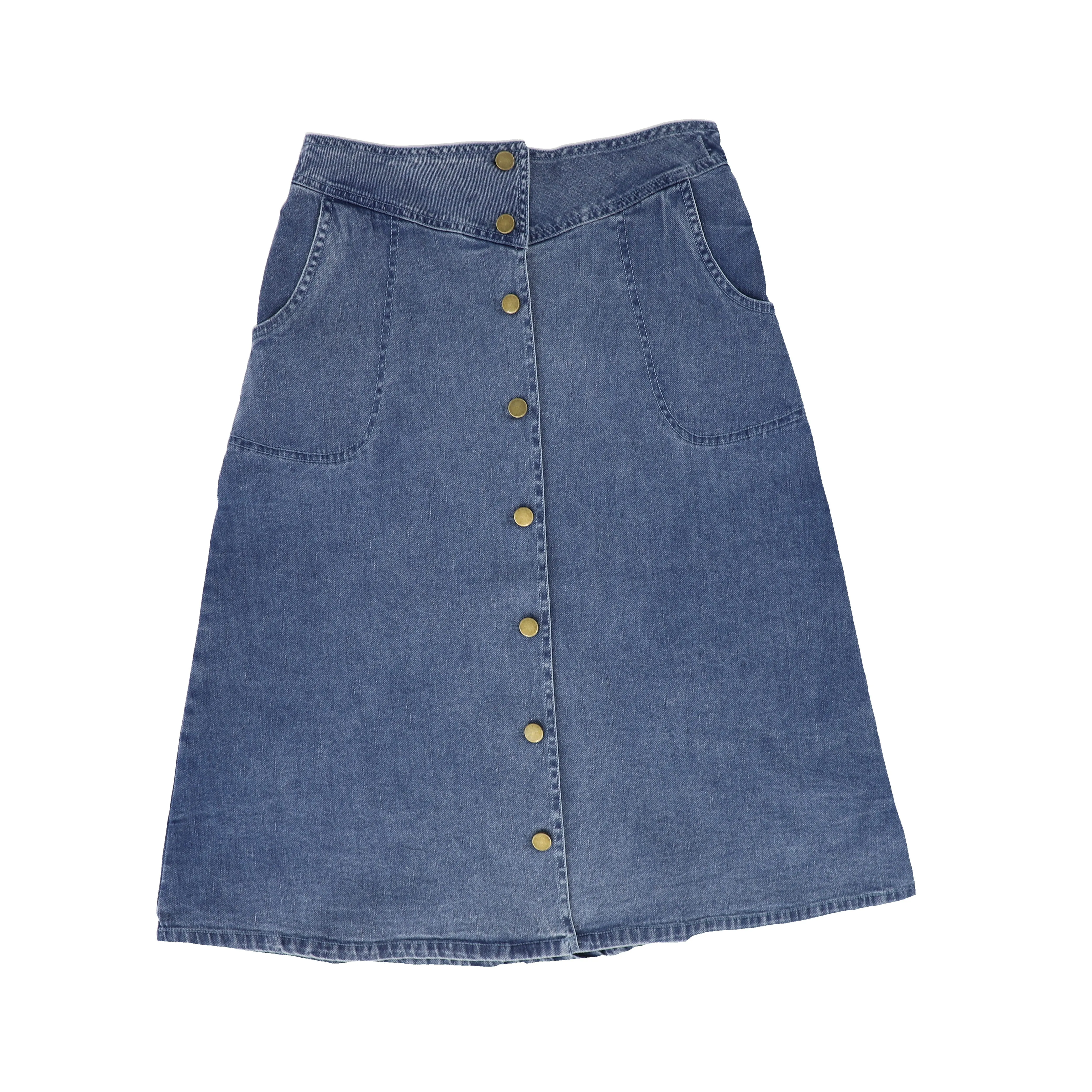 BAMBOO DARK DENIM BUTTON DOWN SKIRT [FINAL SALE]