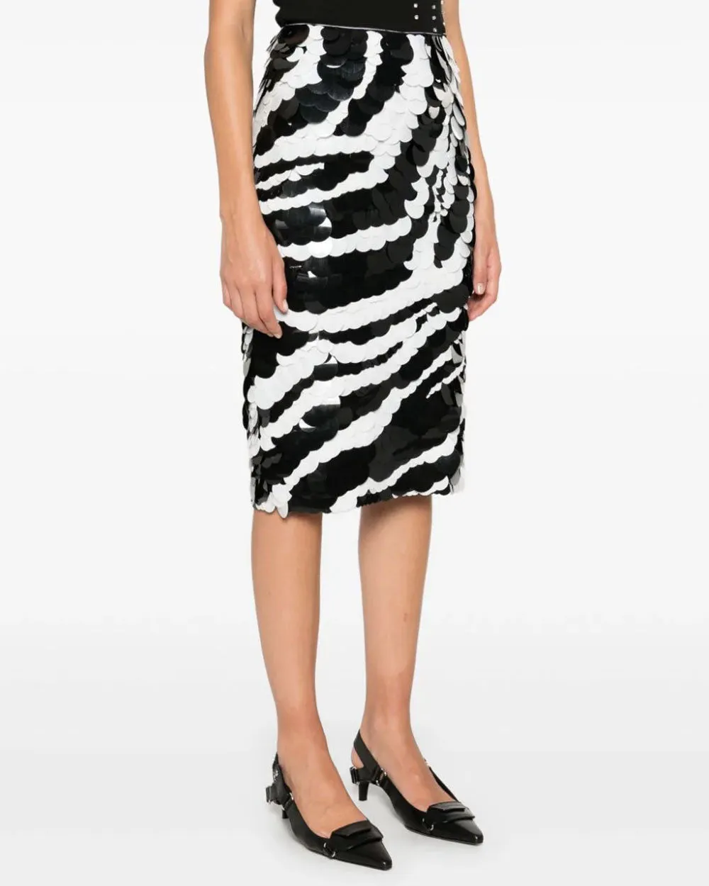 Black and Off White Classic Longuette Skirt