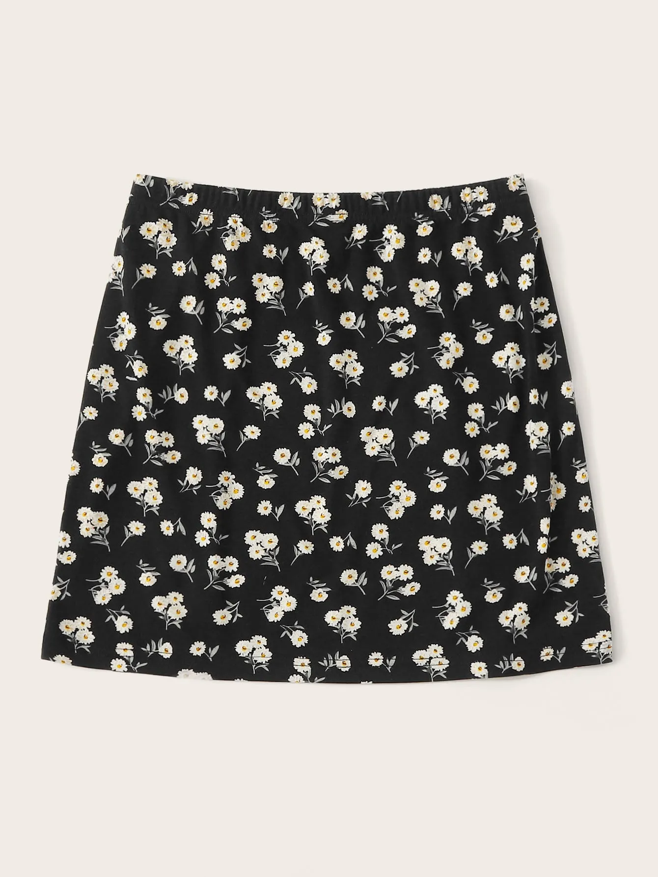 Boho Ditsy Floral Split Natural Mini Women Skirt