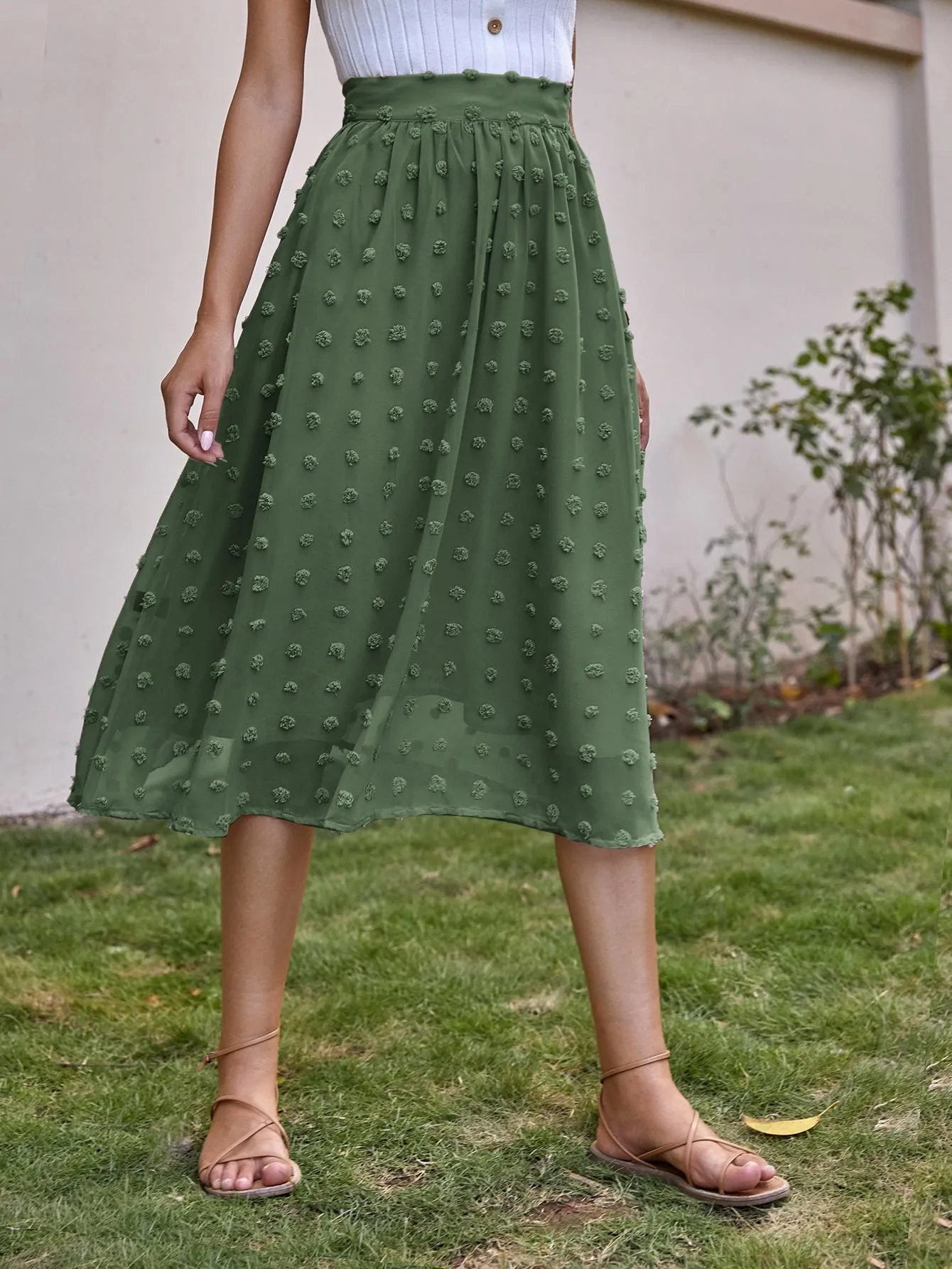 Boho Plain High Waist Midi Women Skirt