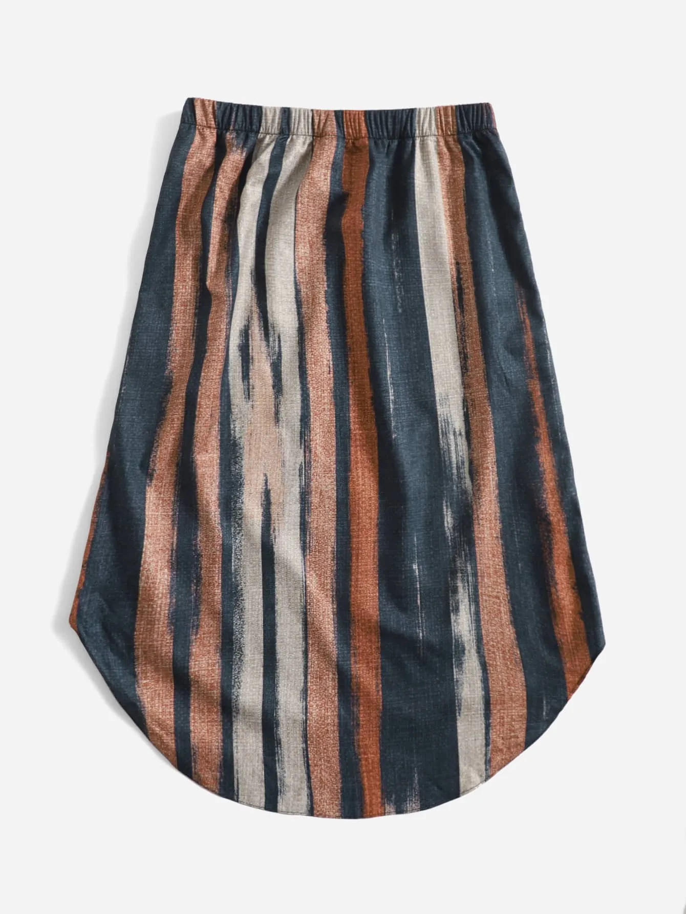 Boho Striped High Low Natural Short Women Skirt