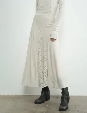 Brigitte Ivory Satin   Lace Skirt