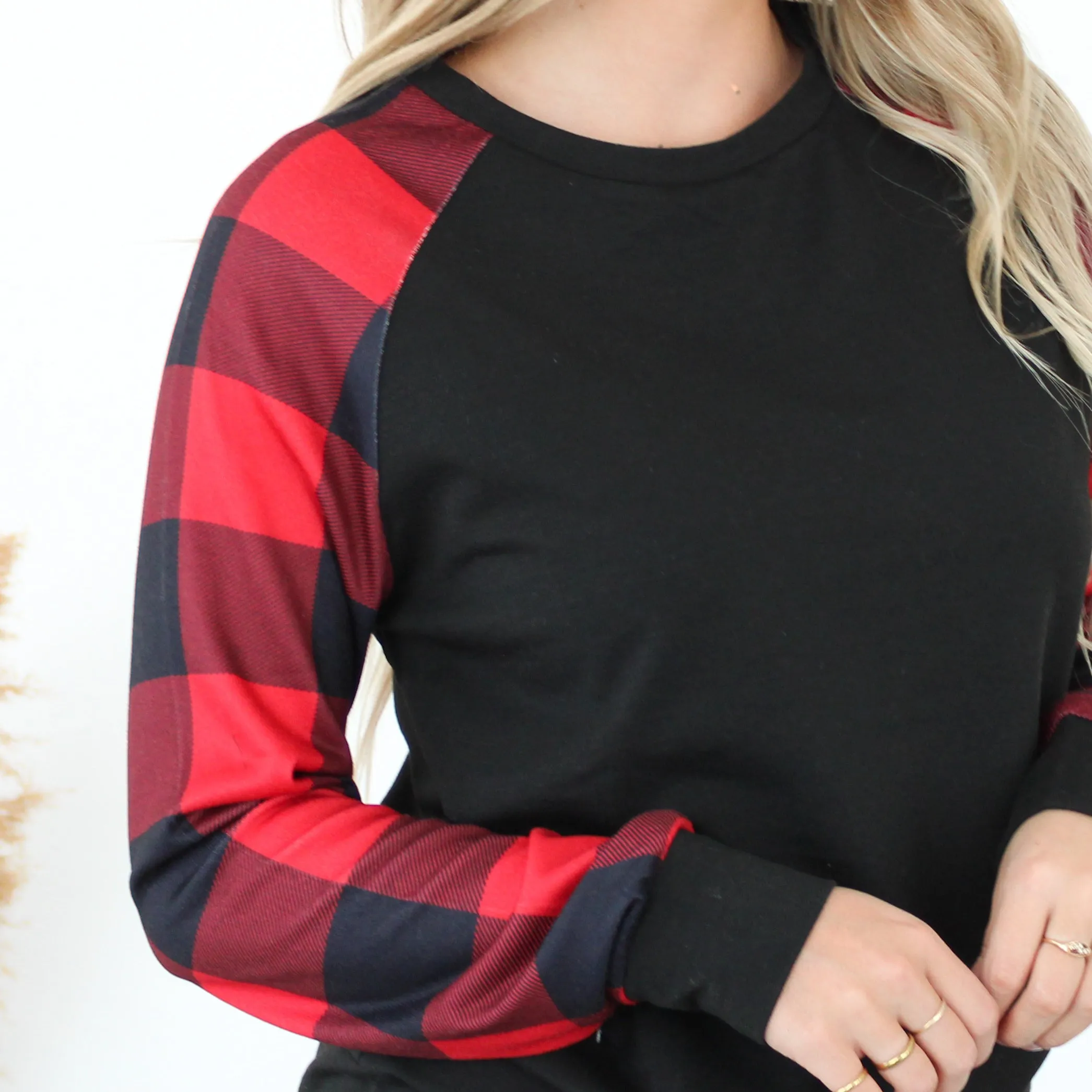 Buffalo Plaid Sleeve Top