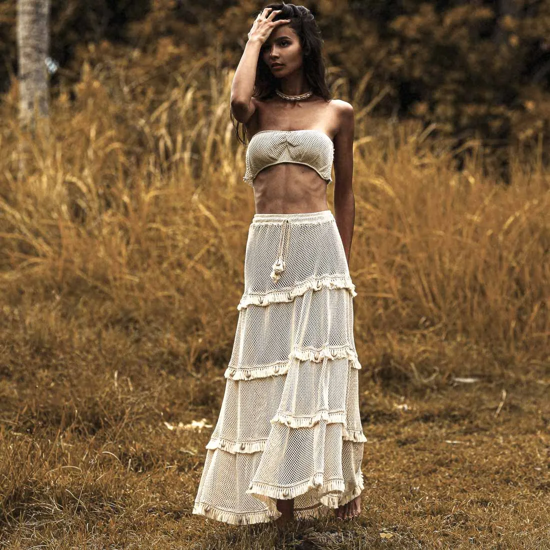 Castaway Tiered Maxi Skirt