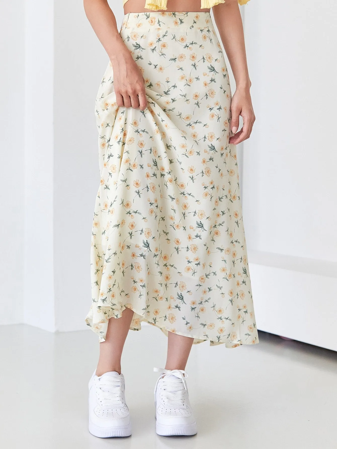 Casual All Over Print High Waist Long Women Skirts