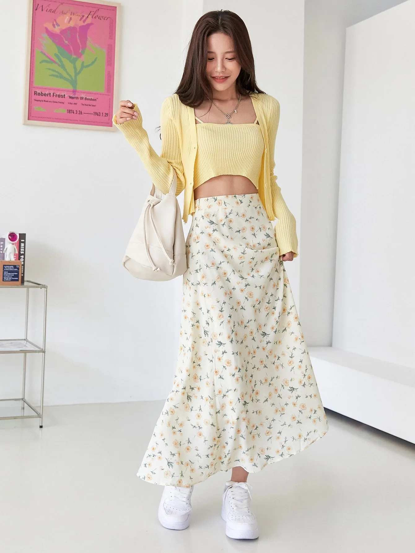 Casual All Over Print High Waist Long Women Skirts