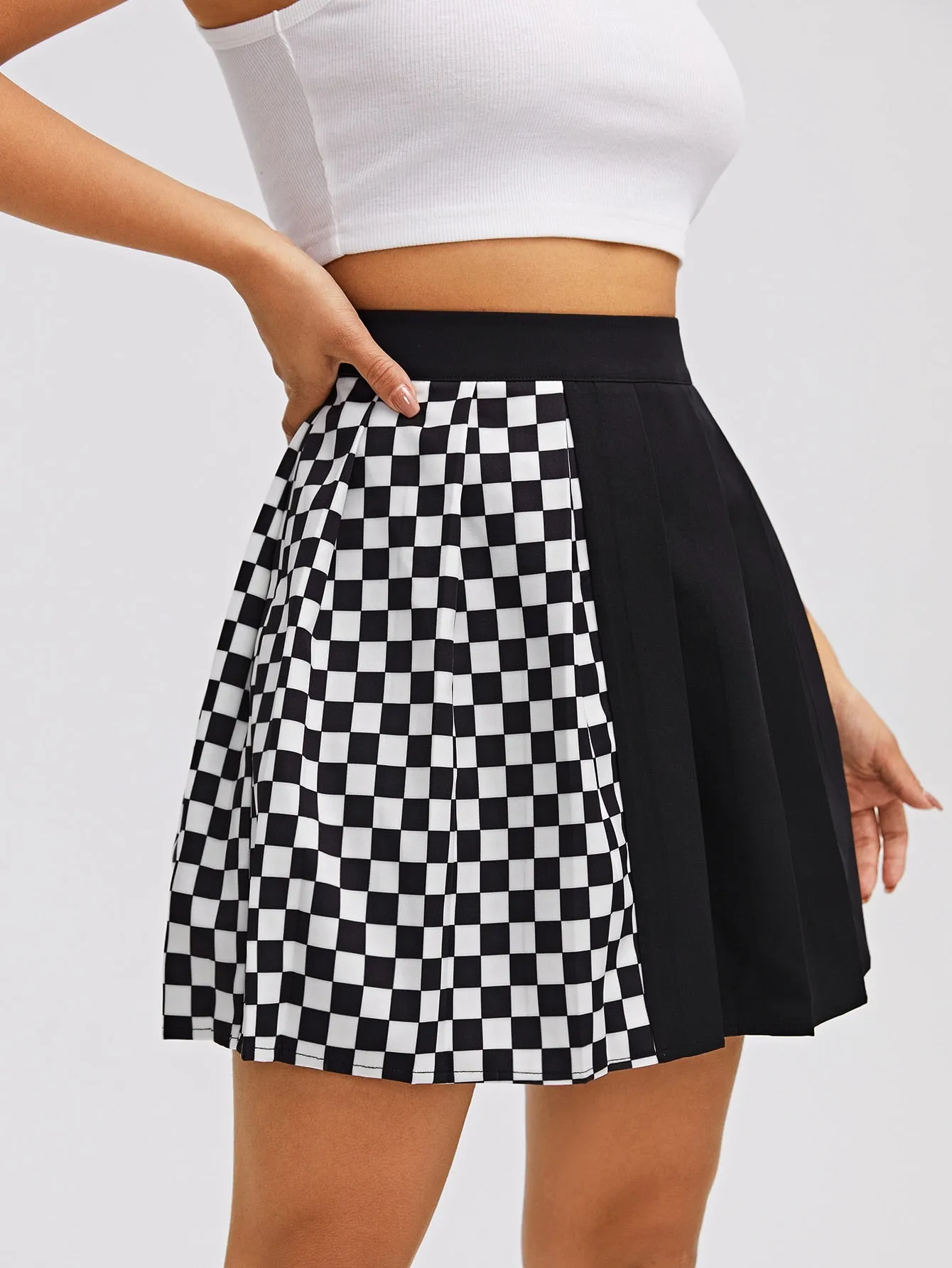 Casual Plaid Zipper High Waist Mini Women Skirts