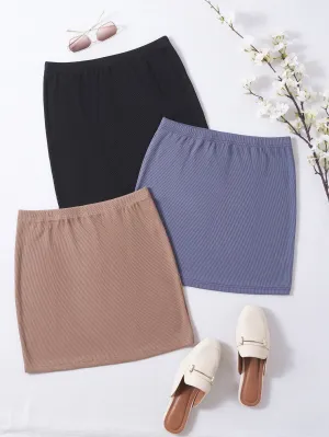 Casual Plain High Waist Short Women Skirts