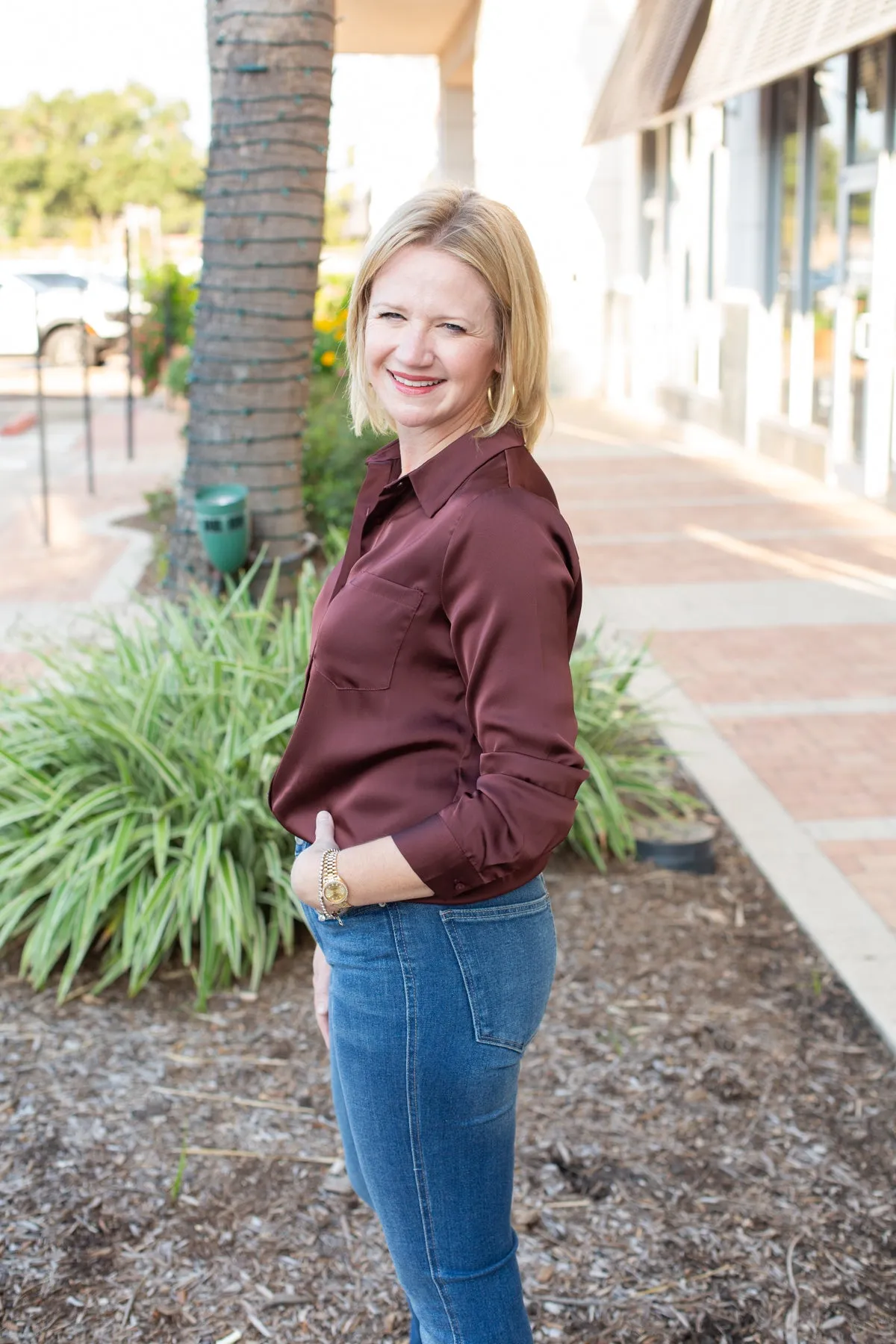 Chocolate Silky Button Down