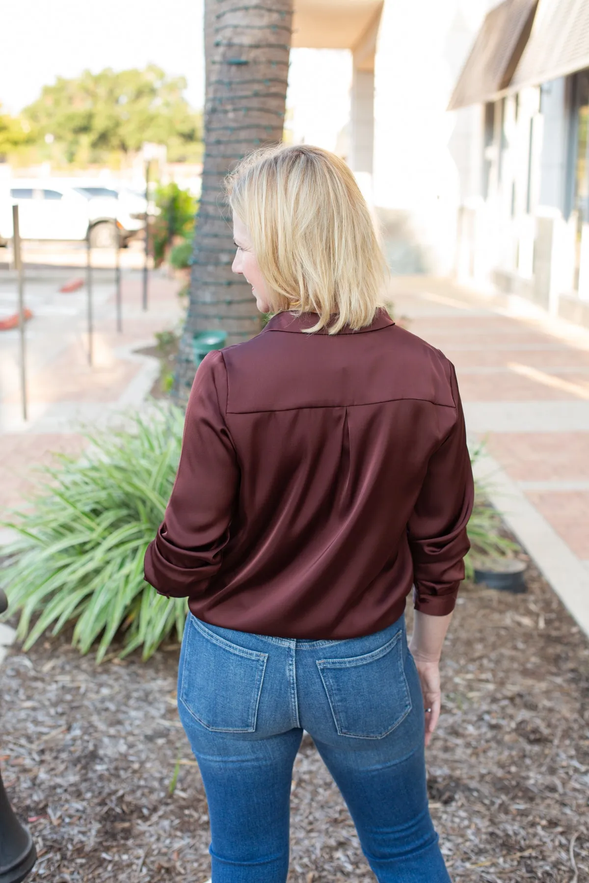 Chocolate Silky Button Down