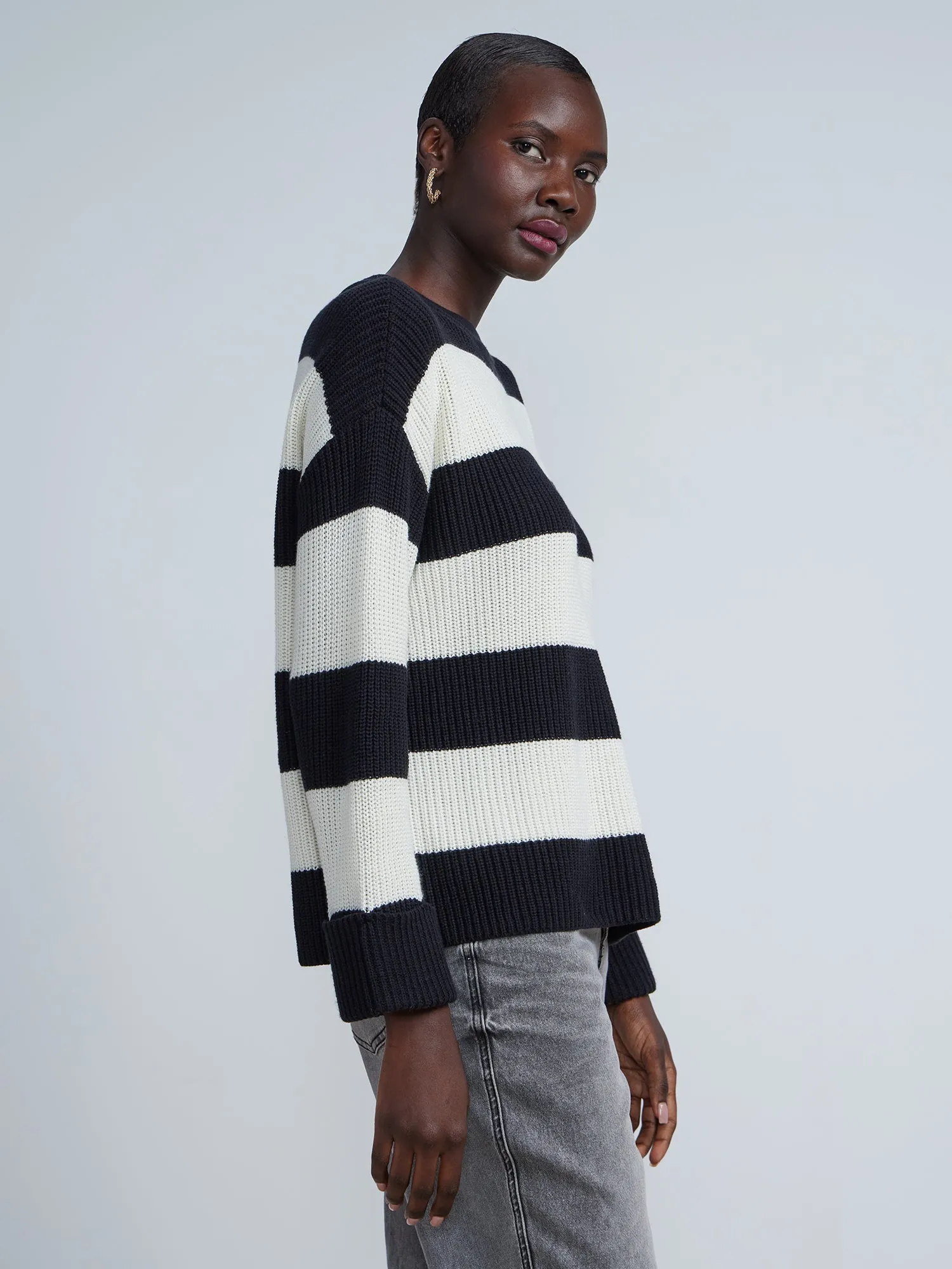 Crew Neck Striped Pullover