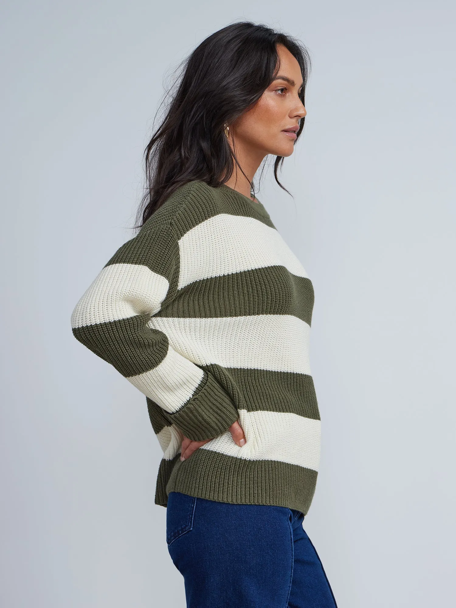 Crew Neck Striped Pullover