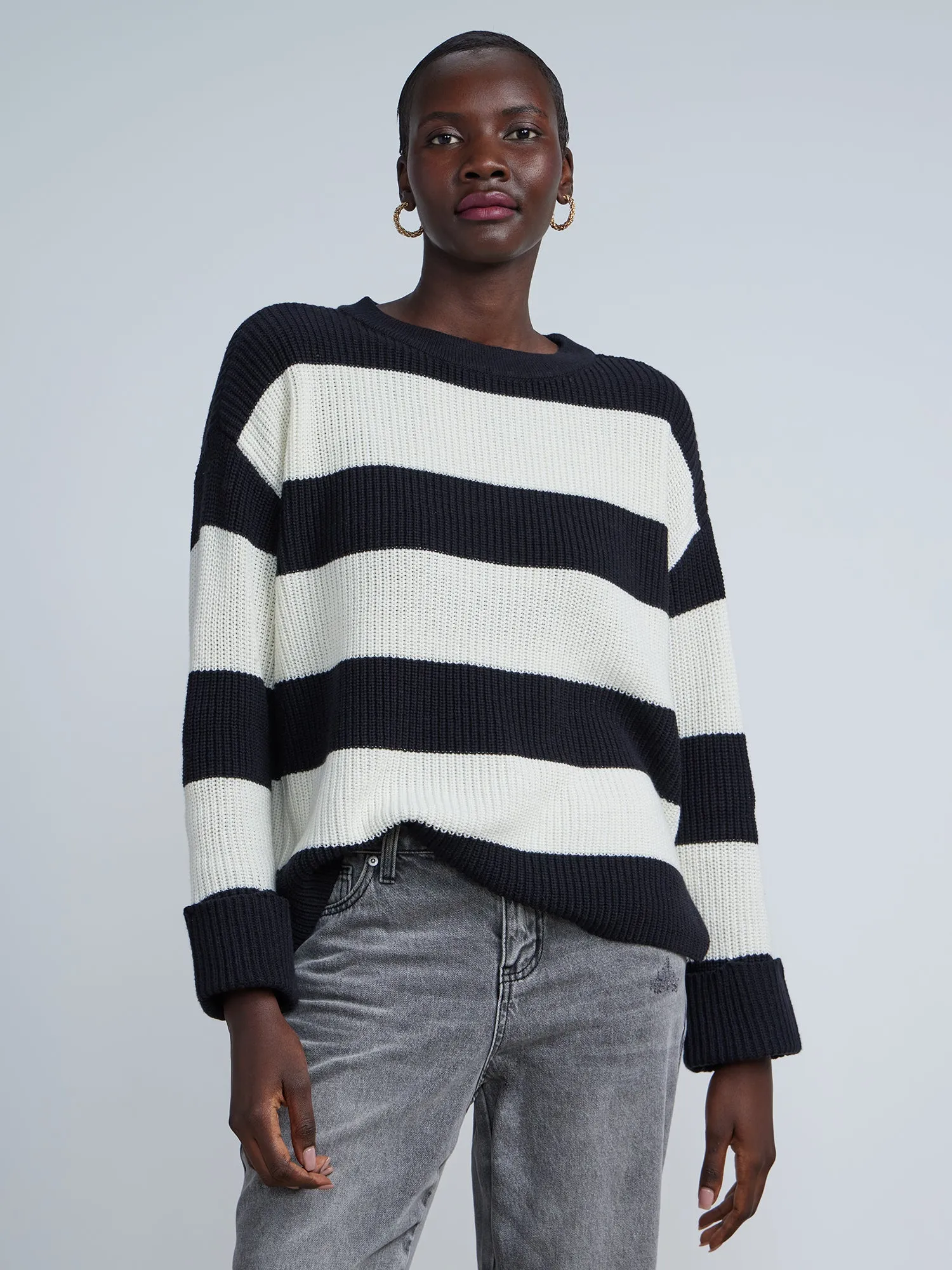 Crew Neck Striped Pullover