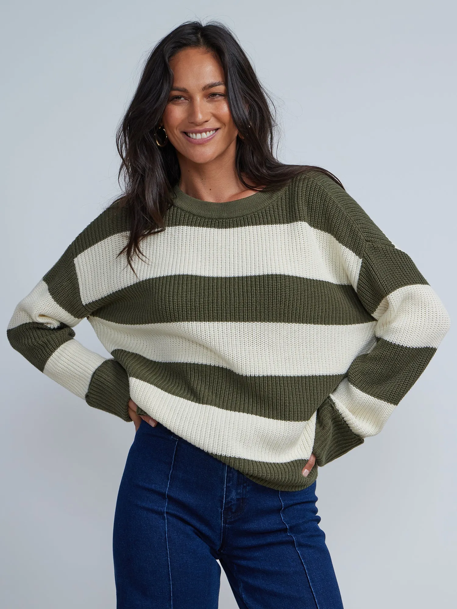 Crew Neck Striped Pullover