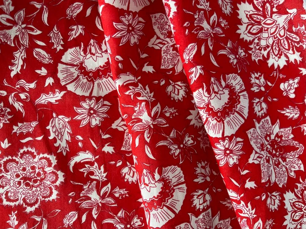 Dianthus & Daffodils Cotton Voile (Made in Italy)