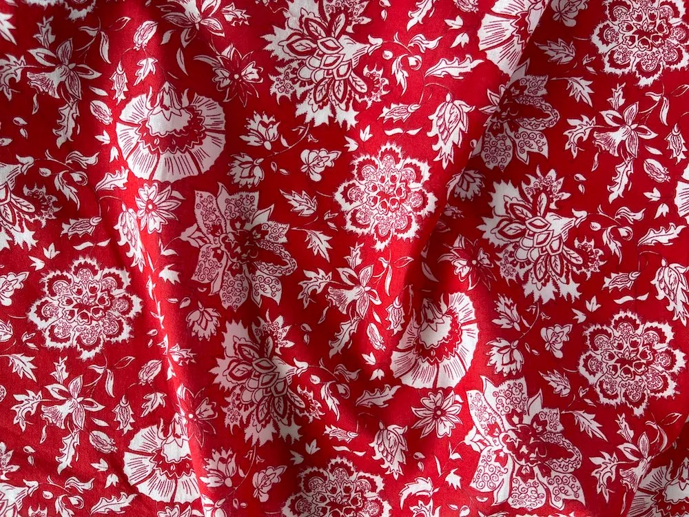 Dianthus & Daffodils Cotton Voile (Made in Italy)