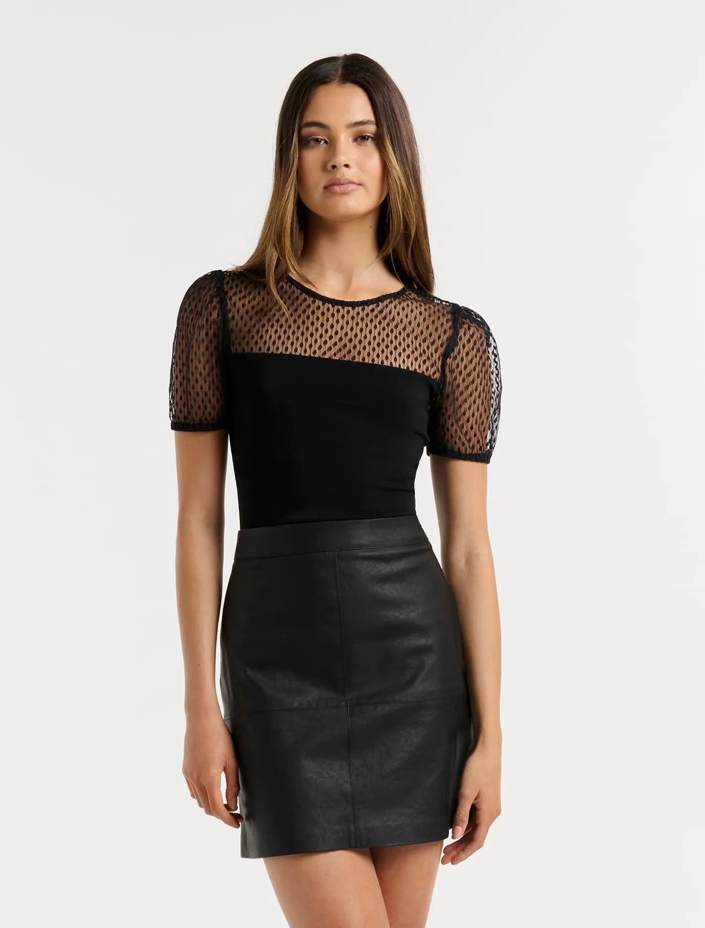 Dixie Dobby Mesh Puff Sleeve Top