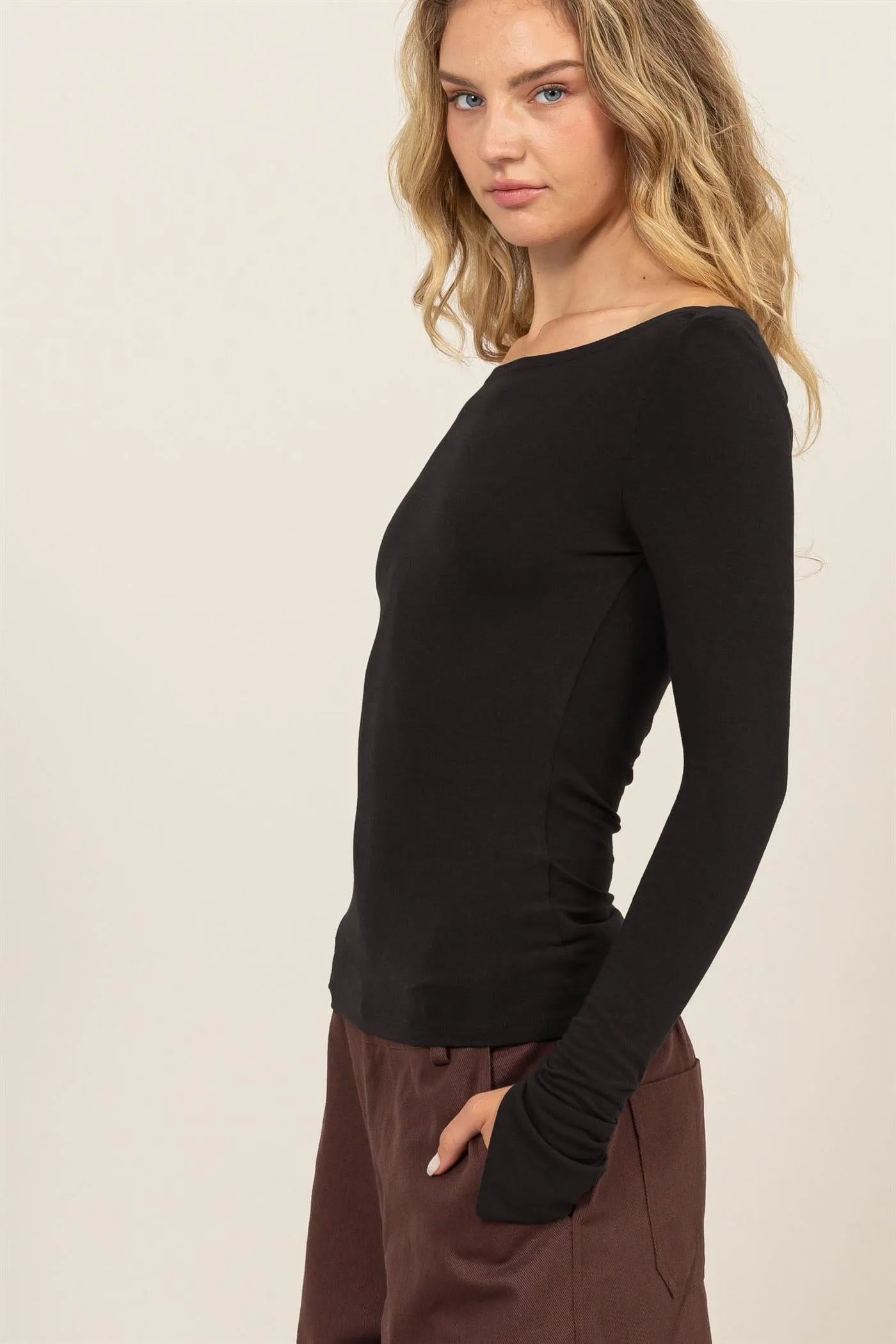 DZ24E806-BOAT NECK LONG SLEEVE TOP