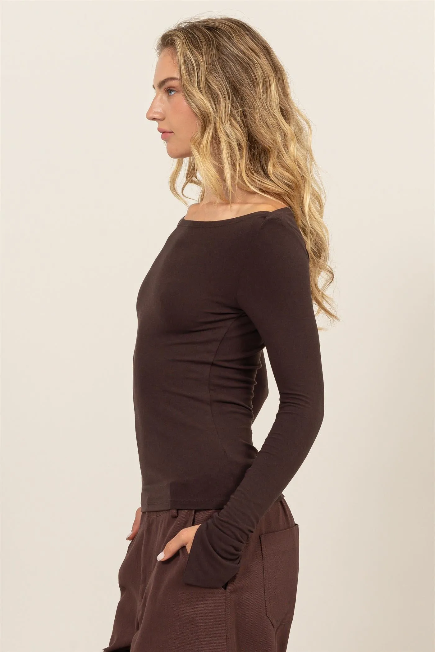 DZ24E806-BOAT NECK LONG SLEEVE TOP