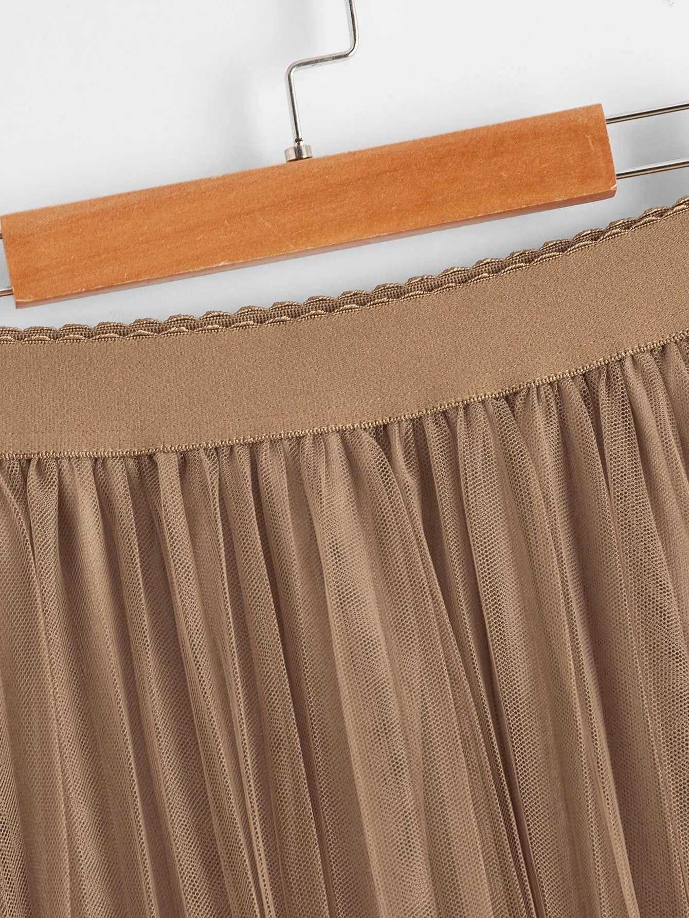 Elegant Plain Pleated Natural Long Women Skirt