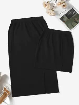 Elegant Plain Split High Waist Mini Women Skirts