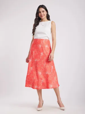 Floral Midi Skirt - Coral