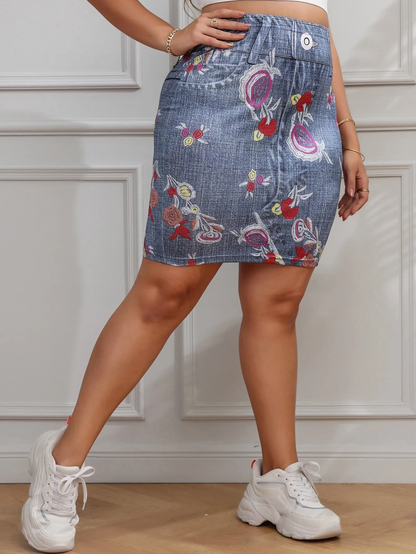 Floral Short Plus Size Skirt