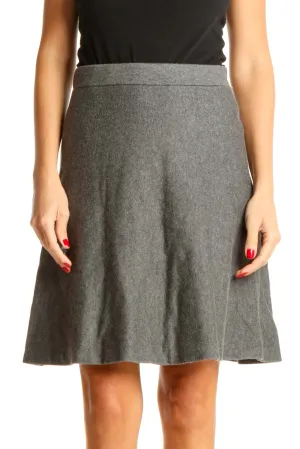 Gray Classic Flared Skirt