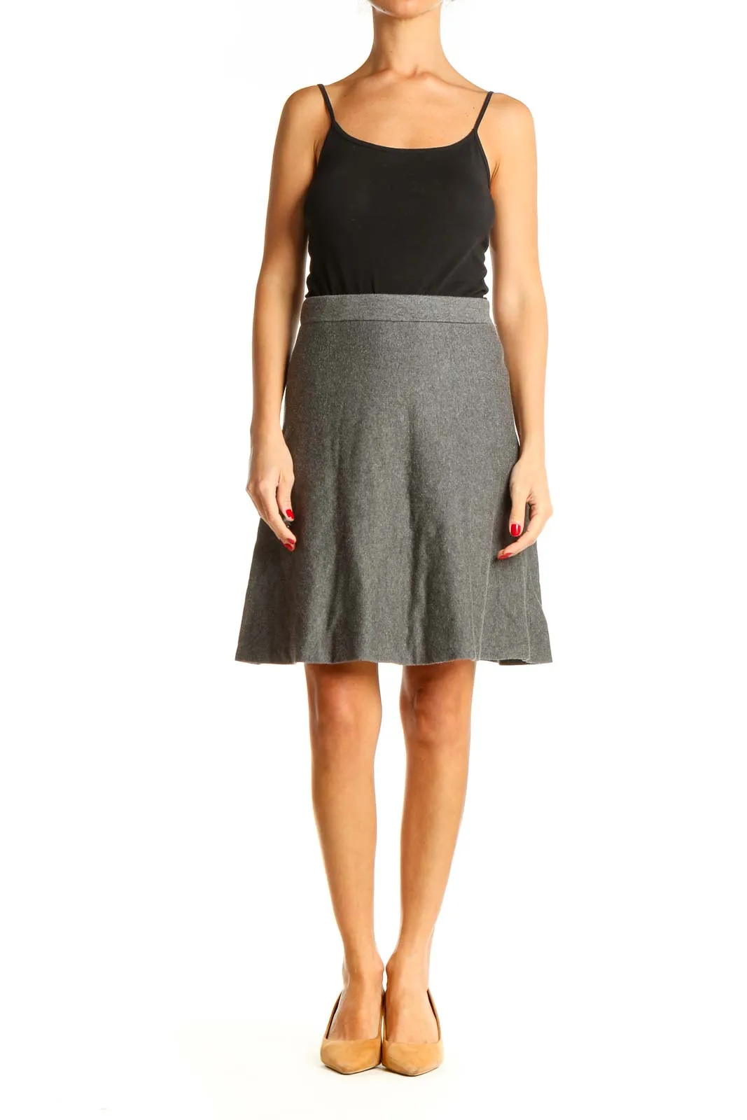 Gray Classic Flared Skirt