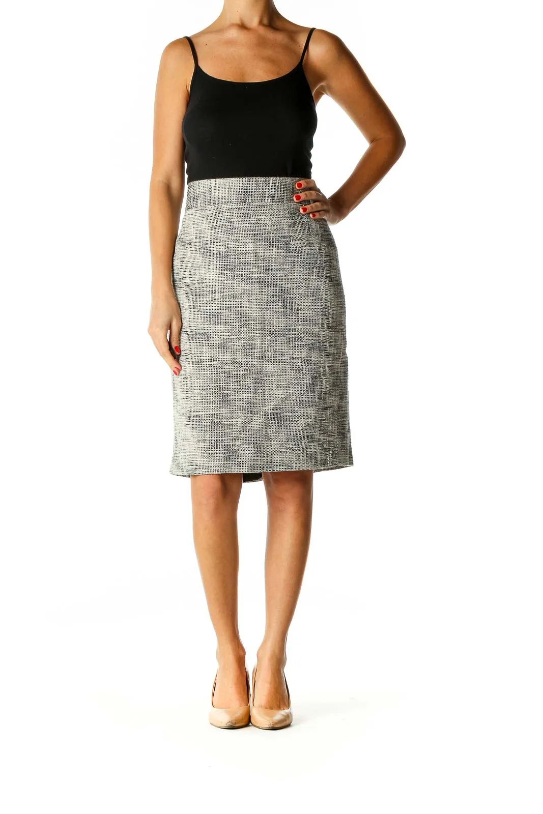 Gray Printed Classic Straight Skirt