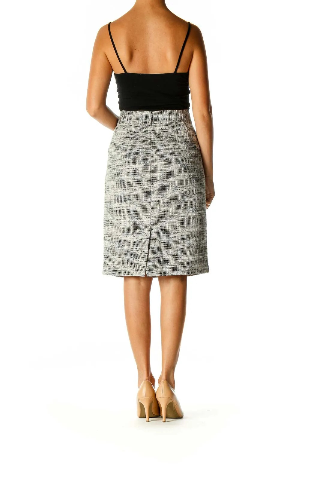 Gray Printed Classic Straight Skirt