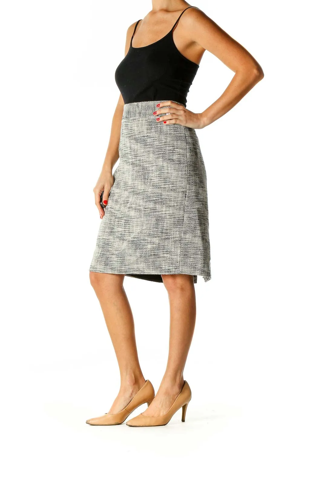 Gray Printed Classic Straight Skirt