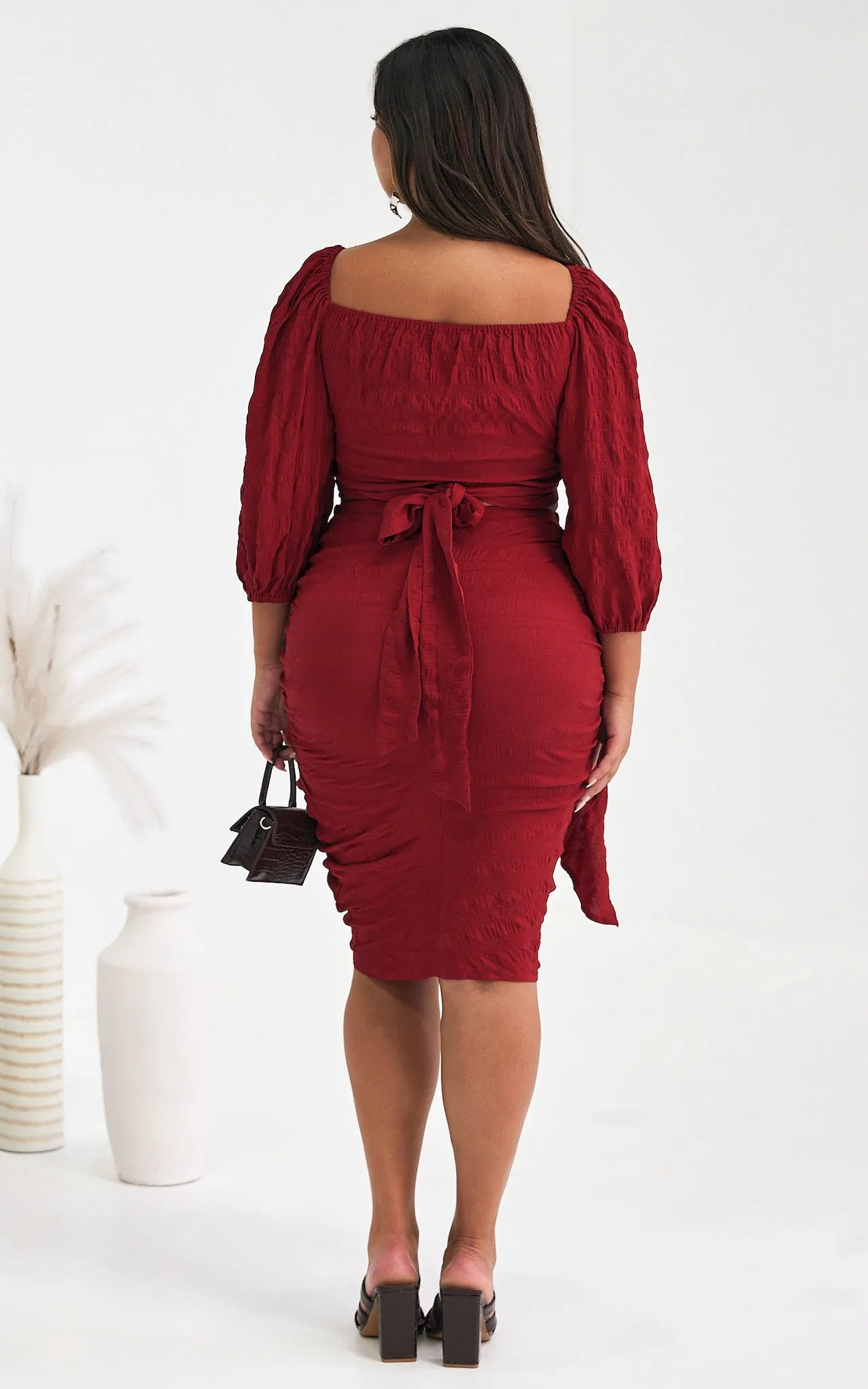 Havana Wrap Midi Skirt - Ruby Red