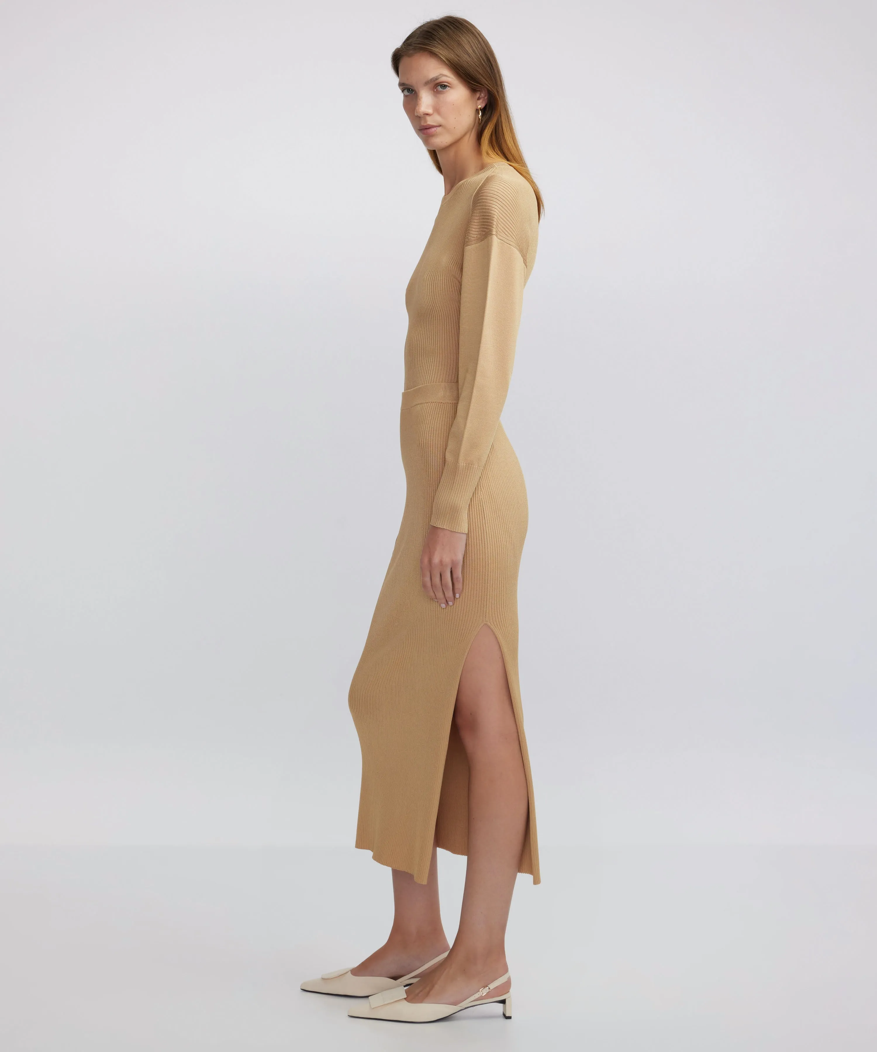 Ipekyol Slit Knit Skirt Light Brown