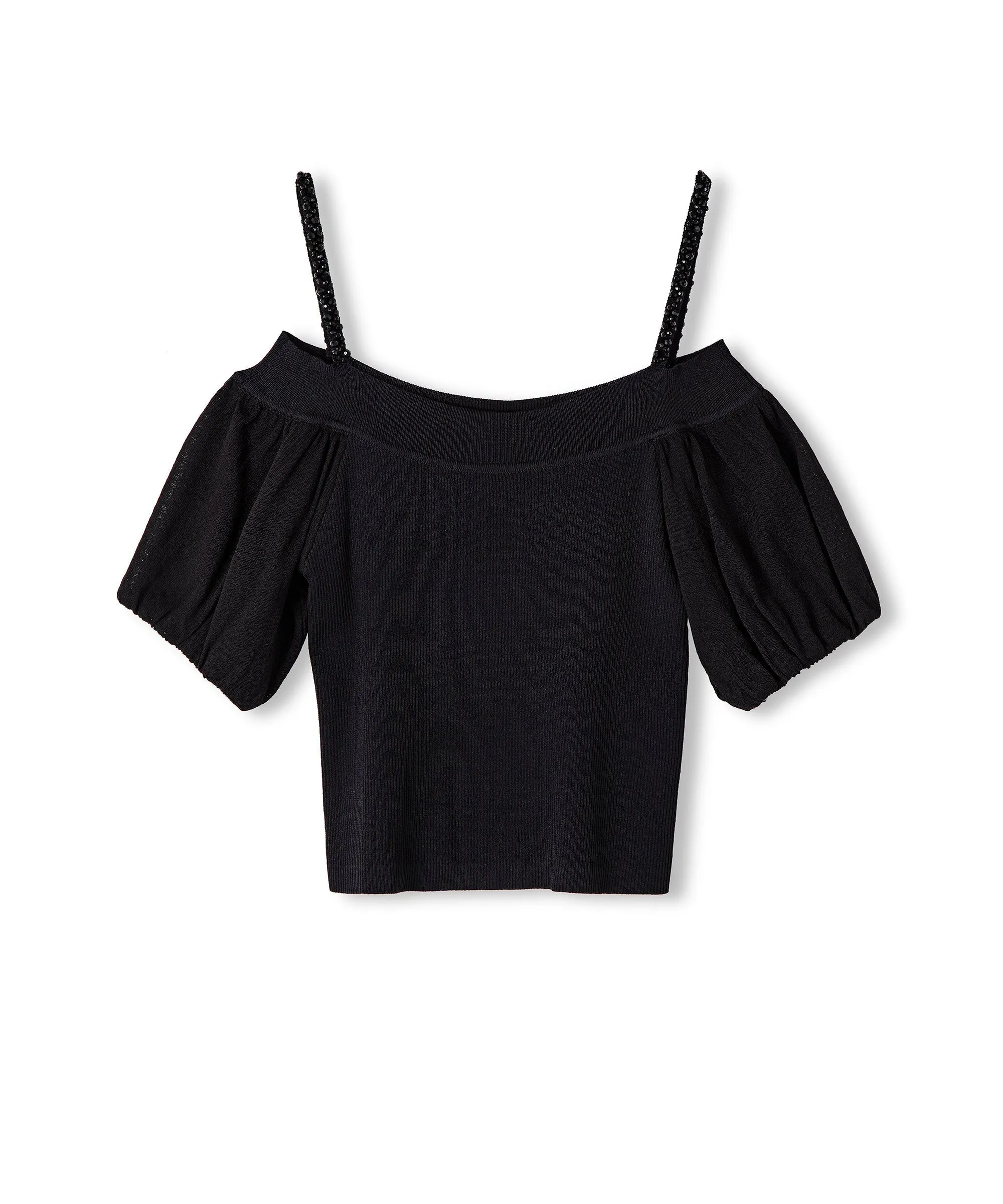 Ipekyol Stone-Embellished Crop Knitwear Black