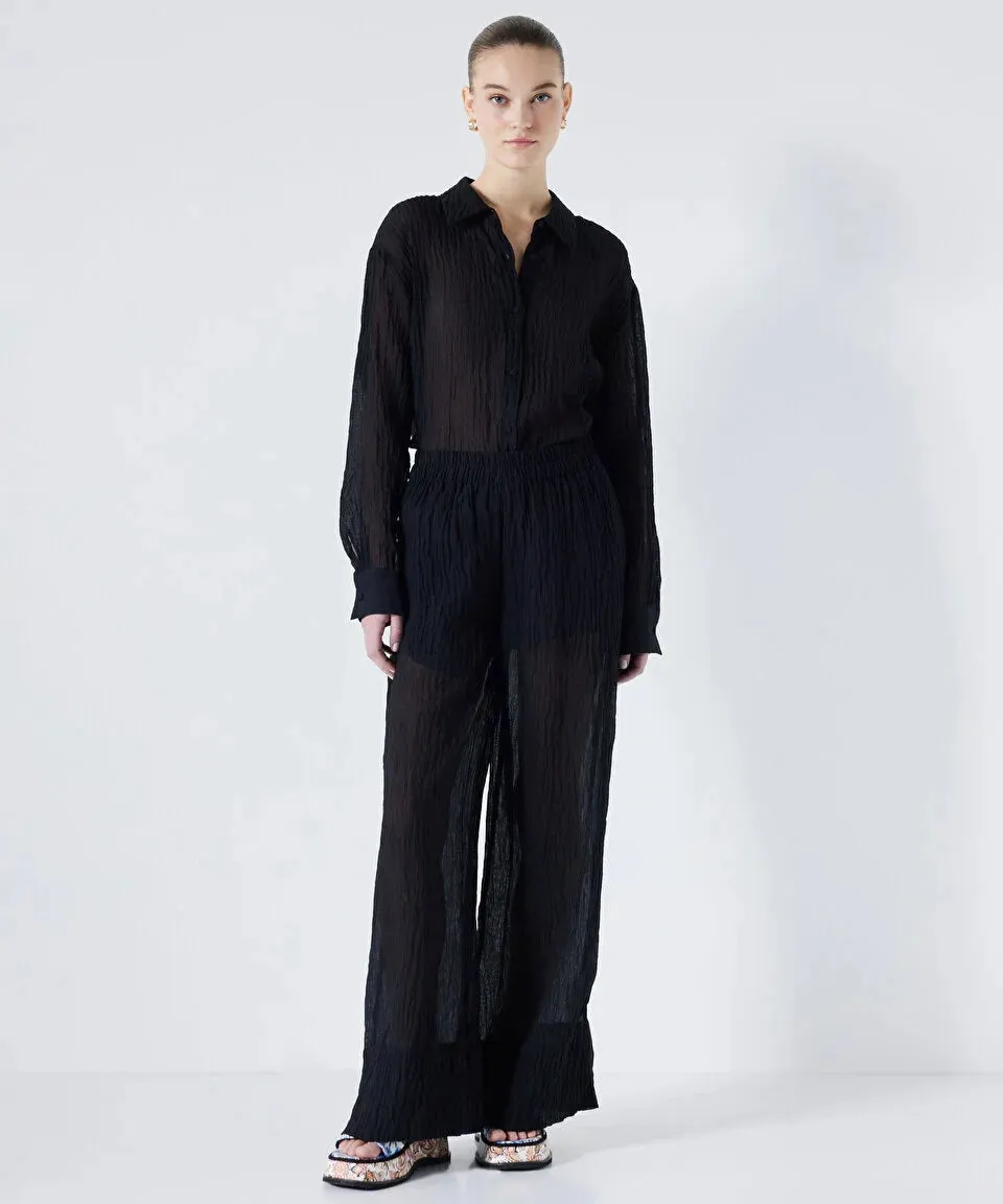 Ipekyol Textured Wide Leg Fit Trousers Black