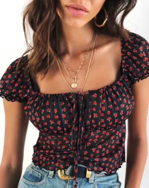 Jalina Top in Dotty Rose Net