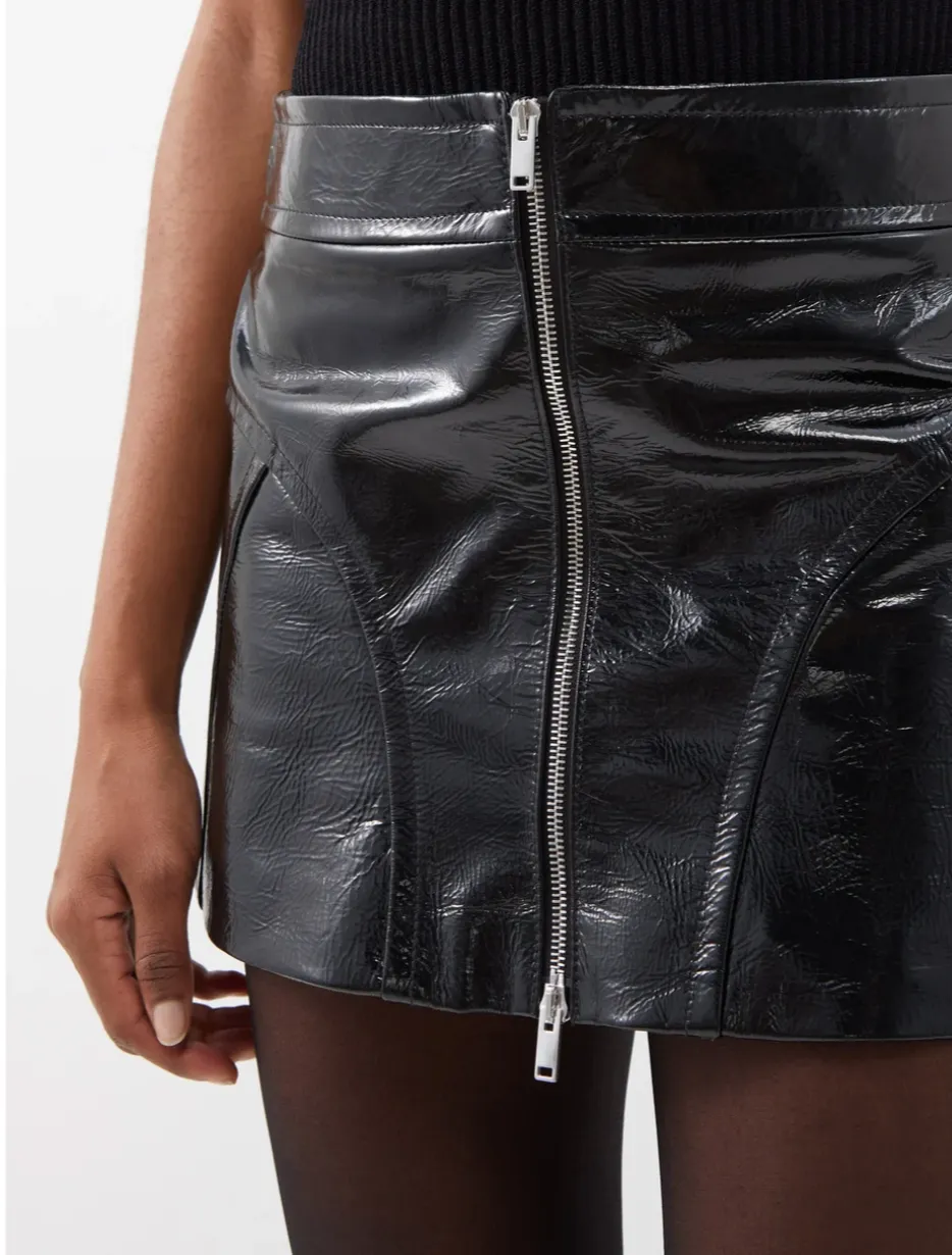 Khaite 'Keene' Crinkled Patent Leather Mini Skirt