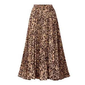 Leopard Print Mid-Length Slim-fit Pleated Wholesale Skirts Women Clothing