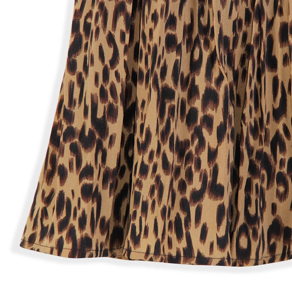 Leopard Print Mid-Length Slim-fit Pleated Wholesale Skirts Women Clothing