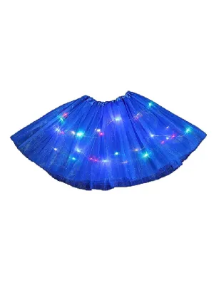 Little Girls Blue Elastic Waist LED Light Up Tutu Skirt 2-5T