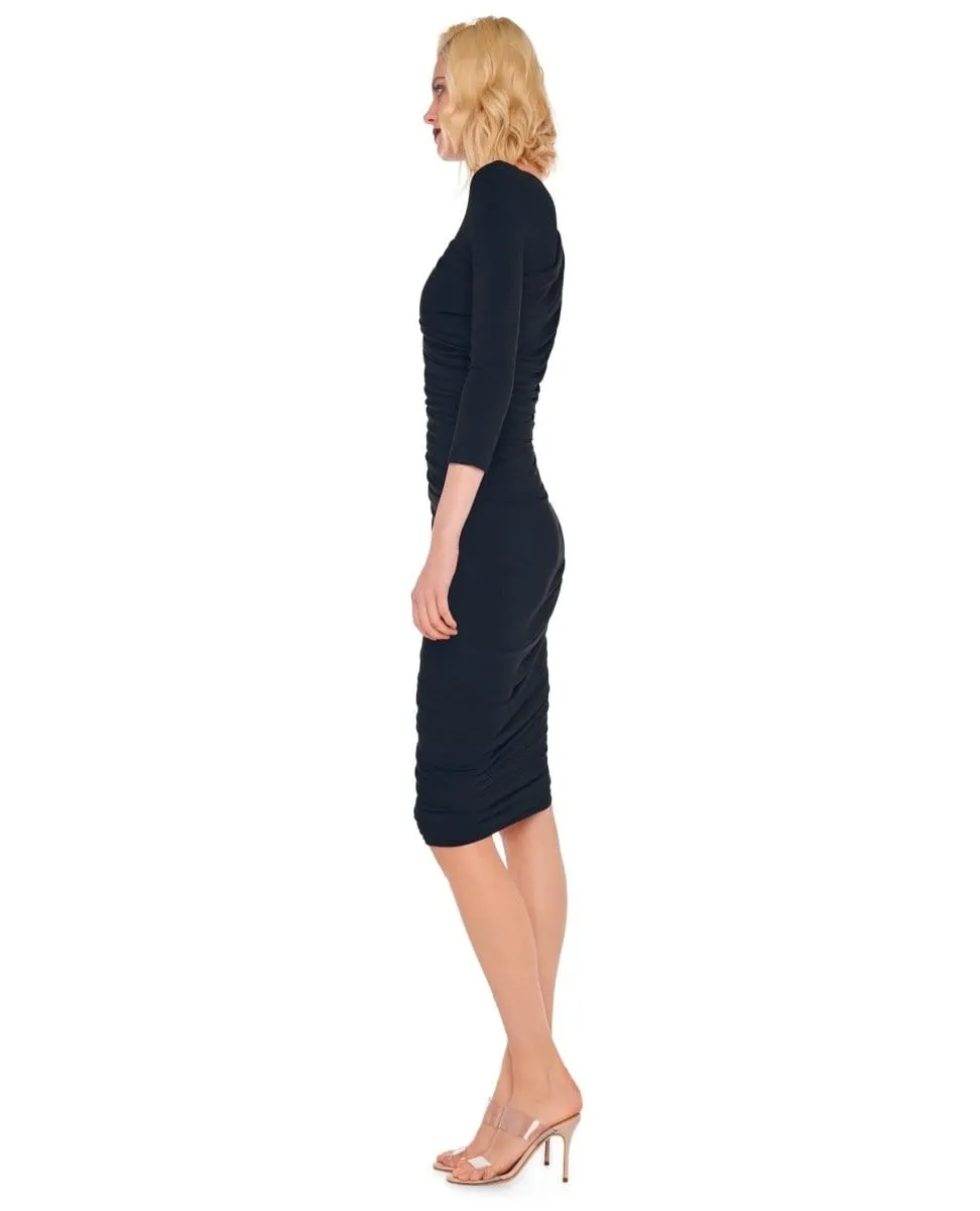 Long Sleeve Diana Midi Black Dress