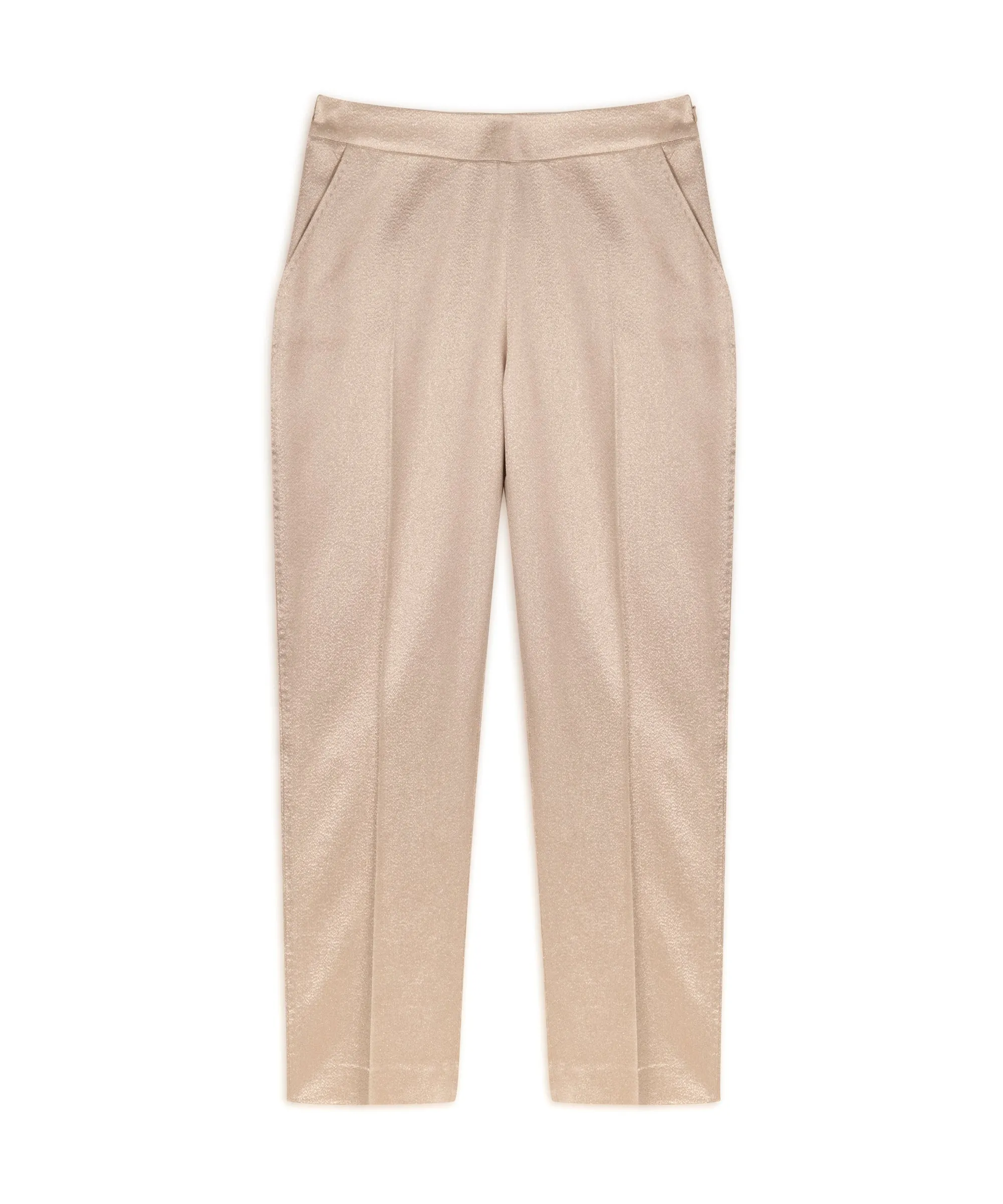 Machka Shiny Textured Crop Trousers Gold