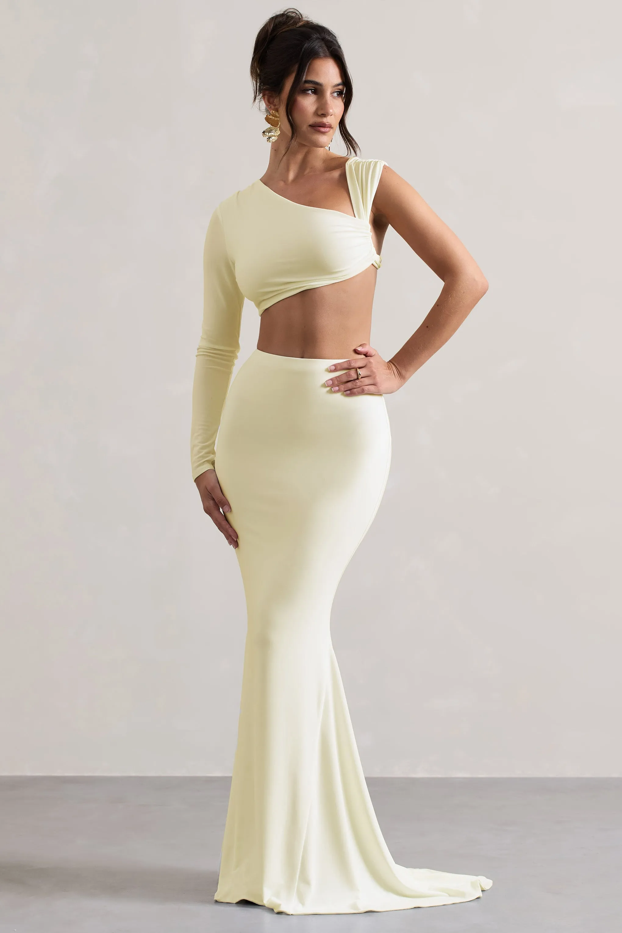 Neomie | Cream Fishtail Maxi Skirt